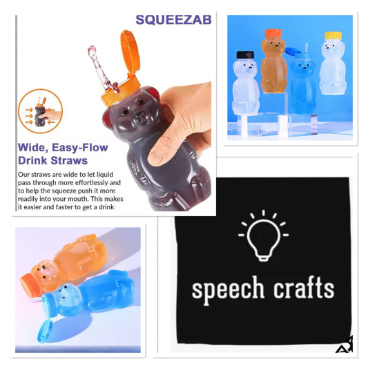Squeezable honey bear straw cups